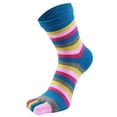 thumbnail image 1 of Rainbow Striped Pattern Toe Socks (Adult Medium - Women's Shoe Sizes 5-10) - Blue Accent, 1 of 3