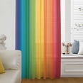 thumbnail image 1 of Rainbow Striped Semi Sheer Curtains Drapes for Living Room,Bedroom,French Doors Window 108 Inches Long,Colorful Gradients Modern Abstract Art Rod Pocket Chiffon Curtain Drapery Voile Draperies Panel, 1 of 8