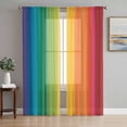 thumbnail image 1 of Rainbow Striped Sheer Curtains 63 Inch Length 2 Panels Set, Colorful Gradients Modern Abstract Art Voile Window Treatment Rod Pocket Curtains Sheers Drapes for Bedroom/Living Room/Kitchen 52x"63"x2, 1 of 7
