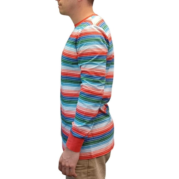 Rainbow Striped Shirt Chucky Costume Adult Long Sleeve Good Guys Child's Play