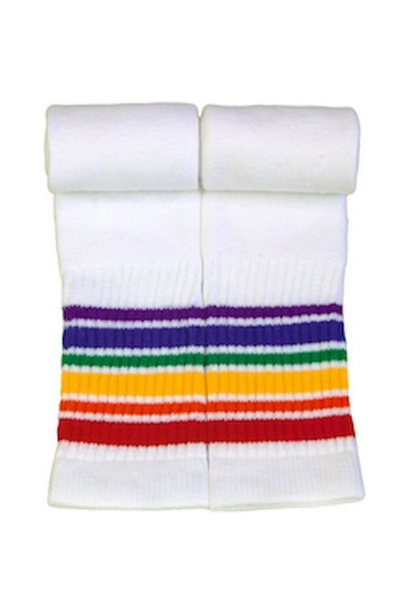 Rainbow Striped Socks Athletic 22" Knee High Tube Style 1
