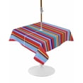 thumbnail image 1 of Rainbow Striped Square Outdoor Tablecloth, Waterproof Table Cloth Cover with Umbrella Hole and Zipper, Red Blue Yellow Geometric Abstract Table Protector for Patio Party Picnic 60"x60", 1 of 6