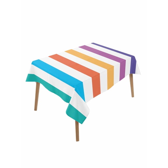 Rainbow Striped Table Cloth 60x102 Inch Rectangle, Colorful Rectangular Geometric Waterproof Tablecloth Washable Table Cover for Party Picnic Dinner Decor
