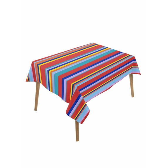 Rainbow Striped Table Cloth, Red Blue Yellow Geometric Abstract Waterproof Tablecloth for Rectangle Tables, Reusable Washable Fabric Table Cover for Restaurant Kitchen Dining Tables 60"x102"