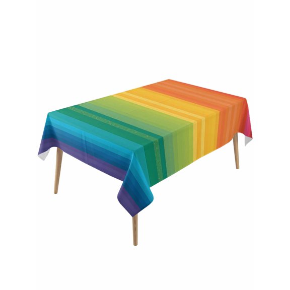Rainbow Striped Table Cloth, Waterproof Tablecloth for Rectangle Tables, Colorful Gradients Modern Abstract Art Reusable Washable Fabric Table Cover for Restaurant Kitchen Dining Tables 60"x120"