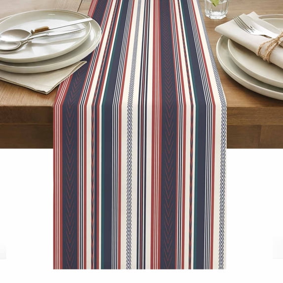 Rainbow Striped Table Runner - 72 Inch Long, Kitchen Dining Table Runner Dresser Scarves, Vintage Colorful Abstract Stripes Lines Farmhouse Decor for Coffee Tables Wedding Party Banquet