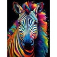 thumbnail image 1 of Rainbow Striped Zebra Colourful Vibrant Bold Psychedelic Neon Impact Artwork Unframed Wall Art Print Poster Home Decor Premium, 1 of 5