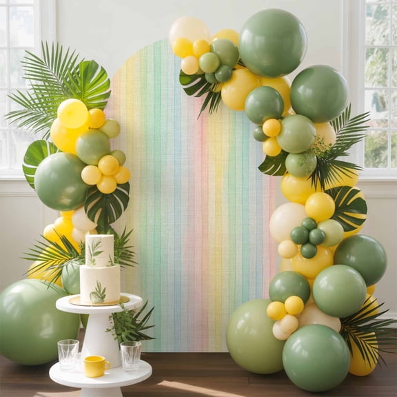 Rainbow Stripes Arch Backdrop Cover 4 FT, Colorful Watercolor Linen Texture Wedding Arch Cover Stretchy Backdrop Stands Covers for Birthday Party Ceremony Banquet Decor