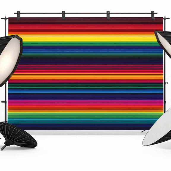 Rainbow Stripes Backdrop for Photography,Fabric Photo Background Backdrop,Mexico Colored Stripes Minimalist Photo Booth Background for Portrait Photoshoot Video Wedding Studio Decoration Banner 7x5ft