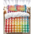 thumbnail image 1 of Rainbow Stripes Bedding Duvet Cover Set King Size 4 Pieces Gradient Striped Watercolor Bedding Set with Zipper Closure, 1 Comforter Cover 92x106 Inches 1 Flat Sheet & 2 Pillow Cases, 1 of 7