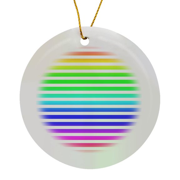 3drose, Rainbow Stripes, Circle Porcelain Ornament