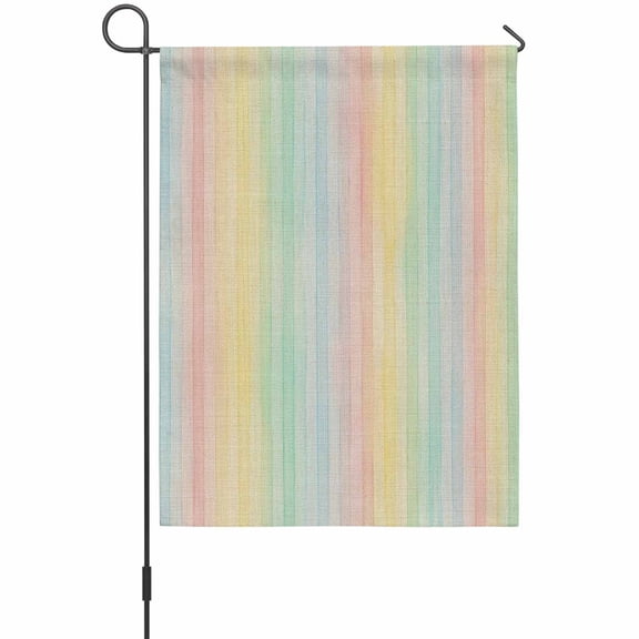 Rainbow Stripes Garden Flag 12 x 18 Inches, Colorful Watercolor Linen Texture Weather Proof Outdoor Patio Flags Double Sided Small Garden Decoration for Yard Outside Home