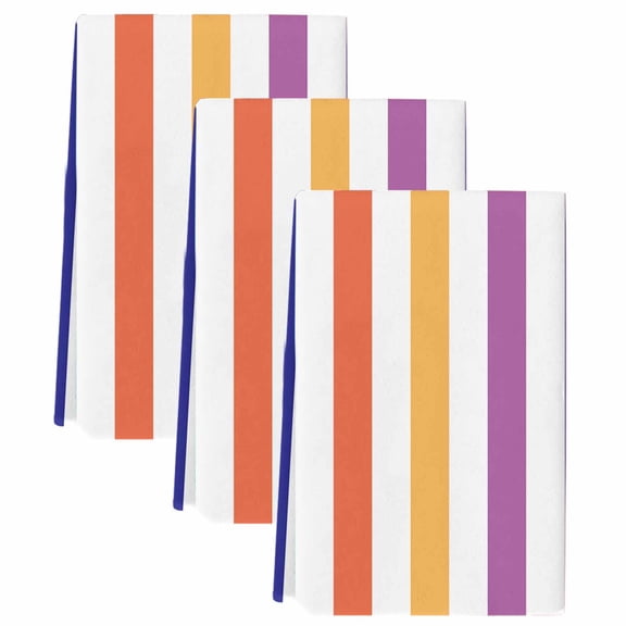 Rainbow Stripes, Kitchen Towels Set of 3, Gradual Modern Geometric Stripes Soft Microfiber Dish Towels, Absorbent Quick-Dry Washable Dishcloths for Kitchen Cleaning, Drying Dishes, 18x28 Inches