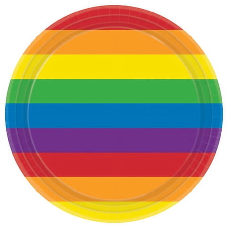 Rainbow Stripes Large Paper Plates (8ct)