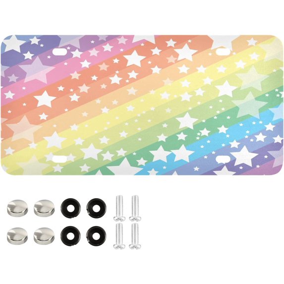 Rainbow Stripes License Plates Front License Plate Covers Metal Car Tag for Automotive Cars Bikes Decorative Plaque 1PC 6 x 12 Inch