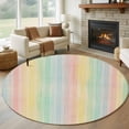 thumbnail image 1 of Rainbow Stripes Round Living Room Rugs 5 ft, Colorful Watercolor Linen Texture Washable Area Rug with Non-Slip Sturdy Edge Binding Round Carpet for Entryway Kitchen Bedroom Bathroom, 1 of 9