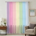 thumbnail image 1 of Rainbow Stripes Sheer Curtains 72 Inches Long, Modern Colorful Cream Striped Aesthetics Light Filering Curtains, Breathable Simi Curtain Privacy Drapes for Living Room Bedroom Window Treatment, 1 of 9