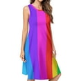 thumbnail image 1 of Rainbow Stripes Spring Summer Dresses for Women Fashion T-shirt Dress Casual Sleeveless Loose Sundress with Pockets, 1 of 5