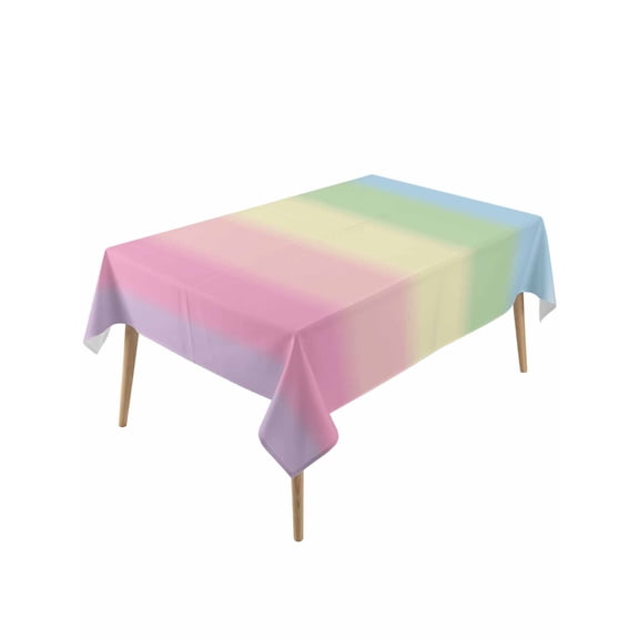 Rainbow Stripes Table Cloth, Modern Colorful Cream Striped Aesthetics Waterproof Tablecloth for Rectangle Tables, Reusable Washable Fabric Table Cover for Restaurant Kitchen Dining Tables 60"x120"