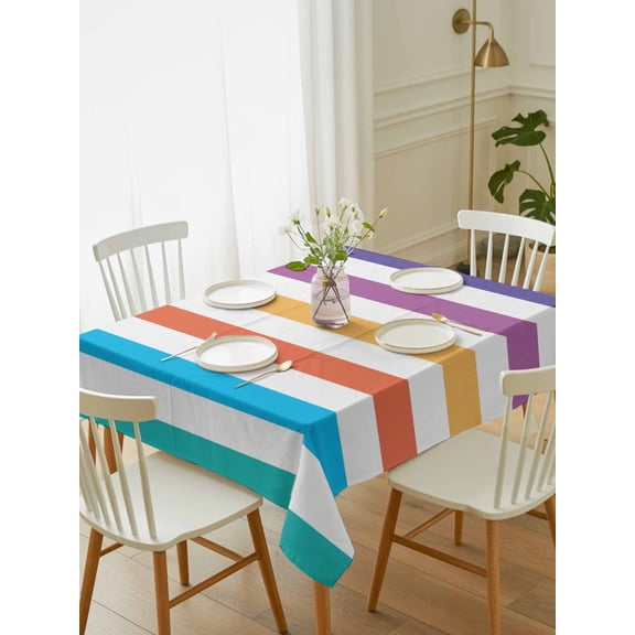 Rainbow Stripes, Tablecloth Rectangle Table Cloth 52x70, Waterproof Tablecloth Outdoor Table Cloth, Gradual Modern Geometric Stripes Washable Table Cover for Kitchen Dinning Party