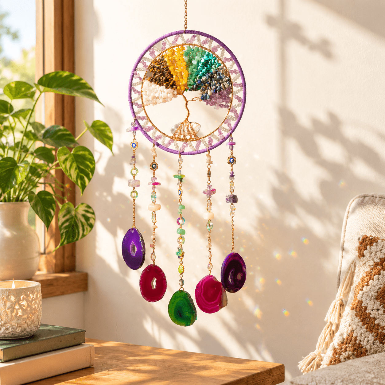 Sun Catching Device Rainbow Sun Catcher Large Chakra Crystal Suncatchers For Window Hanging ...