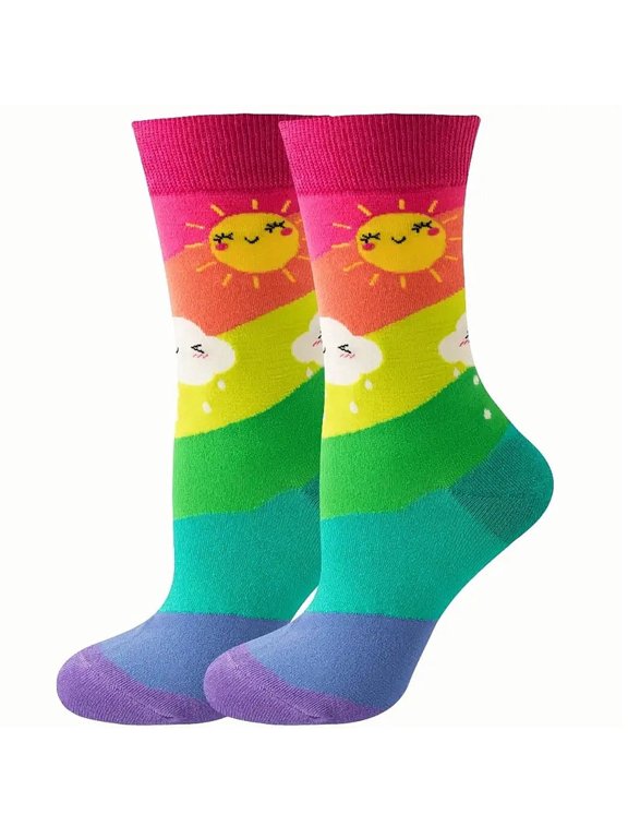 Rainbow Sun and Clouds Socks from the Sock Panda (Adult Medium)