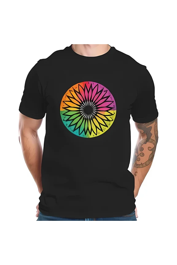 Rainbow Sunflower Inspired Graphic Cotton Short Sleeve Tee for Men Unisex T-Shirt up to size 5XL