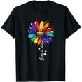 thumbnail image 1 of Rainbow Sunflower Love Is Love LGBT Gay Lesbian Pride T-Shirt, 1 of 3