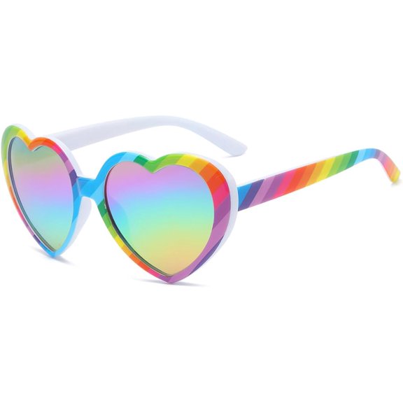 Rainbow Sunglasses Polarized Cute Heart Shaped Sunglasses for Girls 3-8