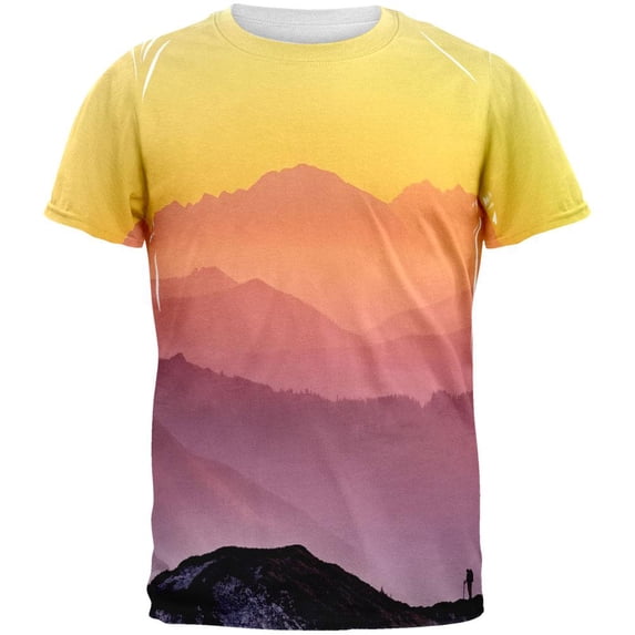 Rainbow Sunset Mountains All Over Mens T Shirt Multi SM