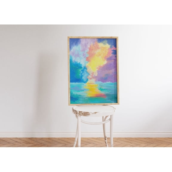 Rainbow Sunset Pastel Colorful Scenery Art, Unframed Canvas 8x10in
