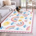 thumbnail image 1 of Rainbow Sunshine Area Rugs 2.7'x5', Washable Small Throw Rugs for Kitchen Bedroom, Rainy Cute Pink Border Indoor Outdoor Rug Non-Slip Low Pile Carpet Runner Reversible Floor Mats, 1 of 8