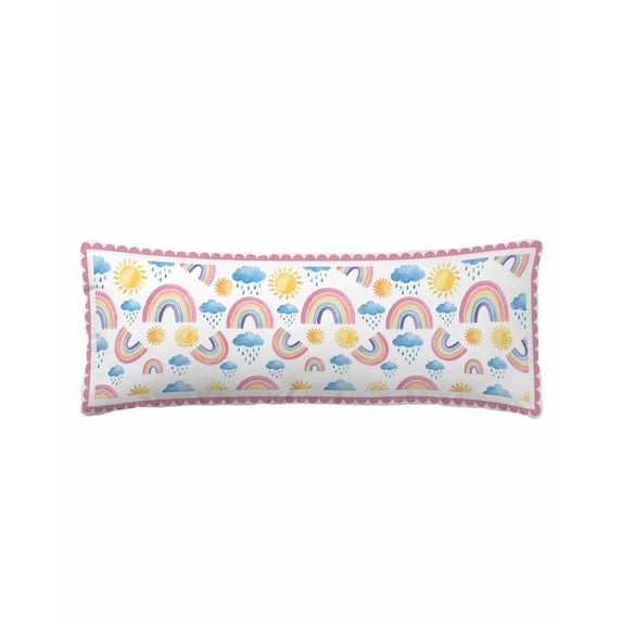 Rainbow Sunshine Body Pillow Cover 20 x 54 Inch Decorative Pillow Cover Rainy Cute Pink Border Lumbar Pillowcase Seasonal Rectangle Cushion Case for Couch Sofa Bed Living Room