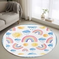 thumbnail image 1 of Rainbow Sunshine Round Area Rug 3Ft Washable Small Circle Rugs for Kitchen Entryway, Rainy Cute Blue Border Non-Slip Carpet Floor Mats Indoor Outdoor Carpet Runner Aesthetic Home Decor, 1 of 8