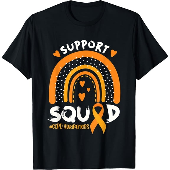 Rainbow Support Squad Orange Ribbon COPD Awareness T-Shirt