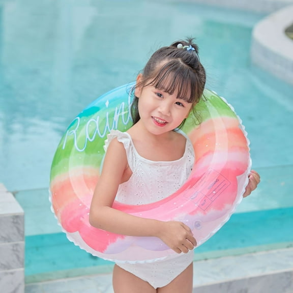 Rainbow Swimming Circle Inflatable PVC Rubber Ring Float Seat Summer Beach Party Toys Fun Water Activities