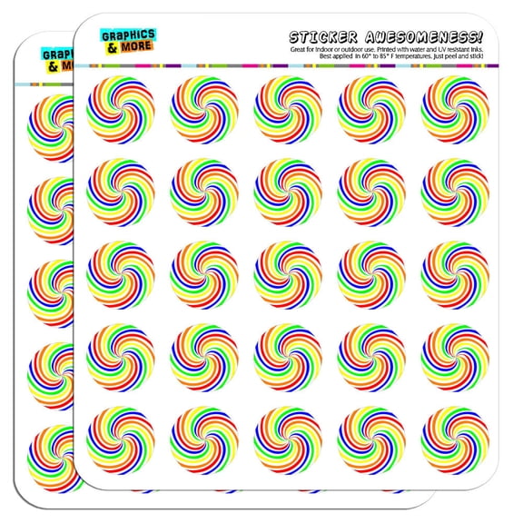Rainbow Swirl Candy 1" Scrapbooking Crafting Stickers
