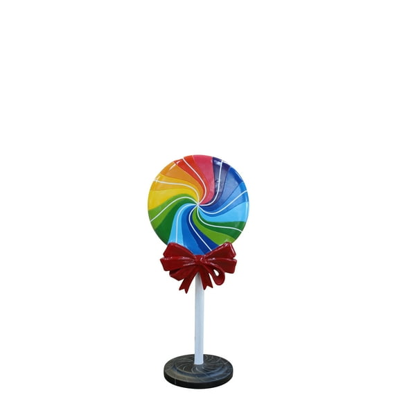 Rainbow Swirl Lollipop With Bow Over Sized Statue