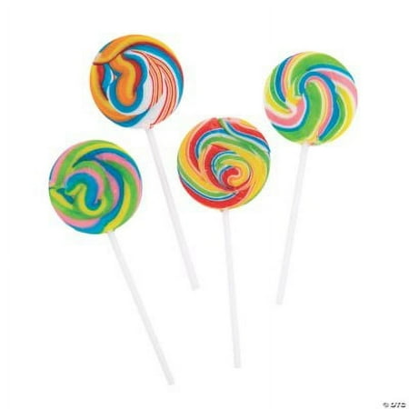 Rainbow Swirl Lollipops, 12 Pieces, Individually Wrapped, Birthday Party Candy Supplies for Kids
