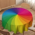 thumbnail image 1 of Rainbow Swirl Tablecloth, Colorful Twisted Spiral Rainbow Rays Print Round Table Cover for Party Kitchen Picnic Decor 60x60in, 1 of 6