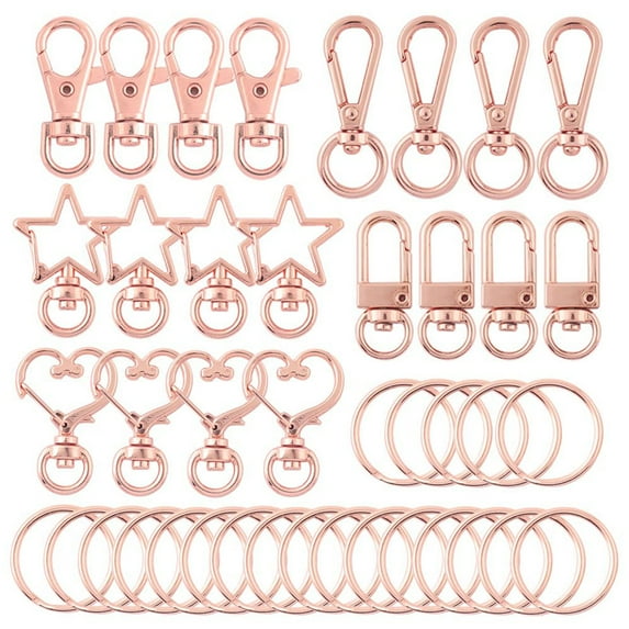 Rainbow Swivel Lanyard Snap Hook with Key Rings 40pcs 5 Style Lobster Claw Clasps for Keychain Purse Jewelry Making