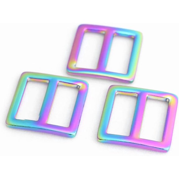 Rainbow Swivel Snaps Hooks with rainbow d rings and Tri-Glides rainbow purse hardware Slide Buckles