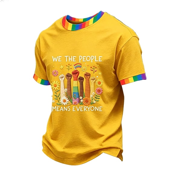 Rainbow T-Shirt for Men, Gay Pride Month LGBTQ+ Flag Graphic Casual Tee