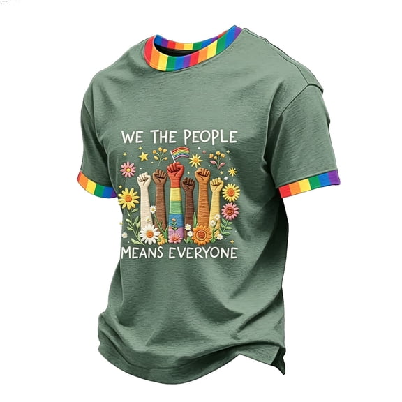 Rainbow T-Shirt for Men, Gay Pride Month LGBTQ+ Flag Graphic Casual Tee