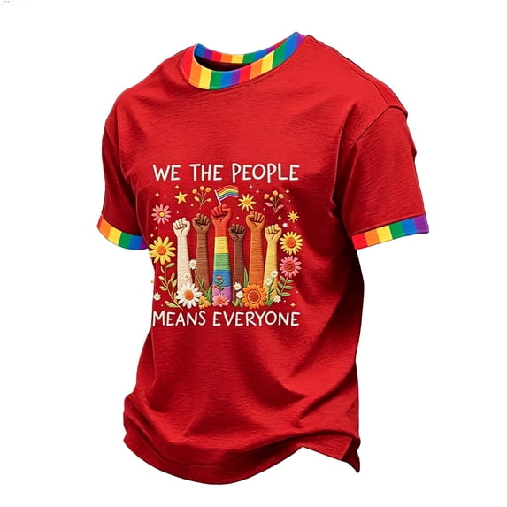 Rainbow T-Shirt for Men, Gay Pride Month LGBTQ+ Flag Graphic Casual Tee