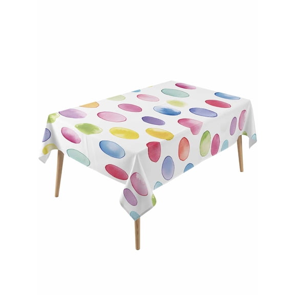 Rainbow Table Cloth, Colorful Boho Tainted Pattern Polka Dot Modern Waterproof Tablecloth for Rectangle Tables, Reusable Washable Fabric Table Cover for Restaurant Kitchen Dining Tables 60"x120"