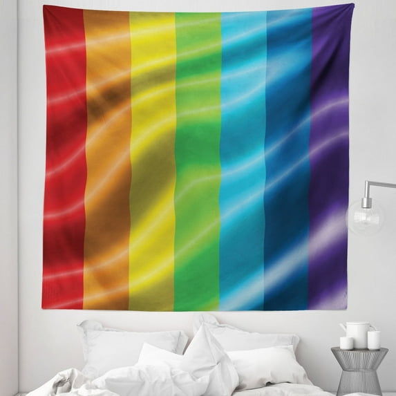 Rainbow Tapestry, Pride Flag Inspired Design with Vivid Colors Love Wins Gender Freedom LGBT Themed, Fabric Wall Hanging Decor for Bedroom Living Room Dorm, 5 Sizes, Blue Purple, by Ambesonne