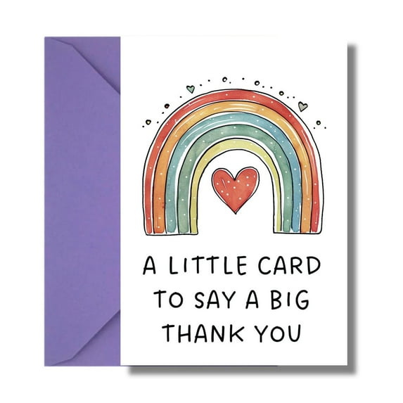 Rainbow Thank You Card – “A Little Card to Say a Big Thank You” – Colorful Design with Envelope Included – Perfect for Appreciation, Gratitude, and Kind Gestures