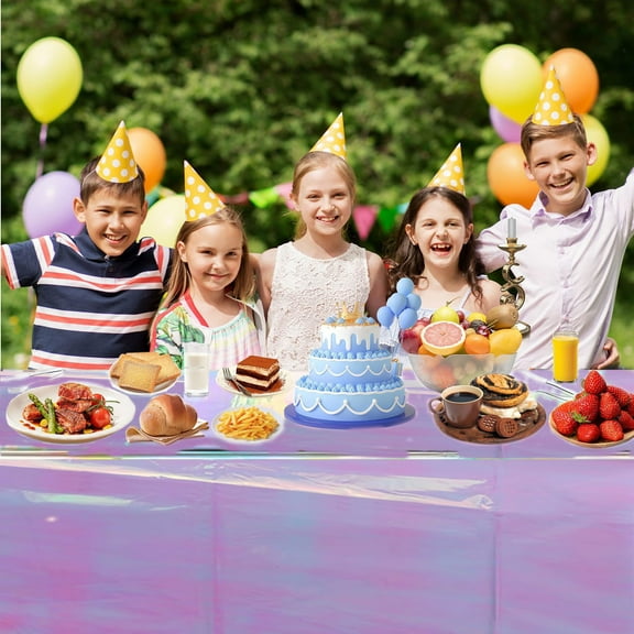 Rainbow Theme Tablecloth Assorted Plastic Tablecloth Disposable Colorful Rectangle Table Covers for Fiesta Wedding Birthday Picnic Graduation Party Decorations