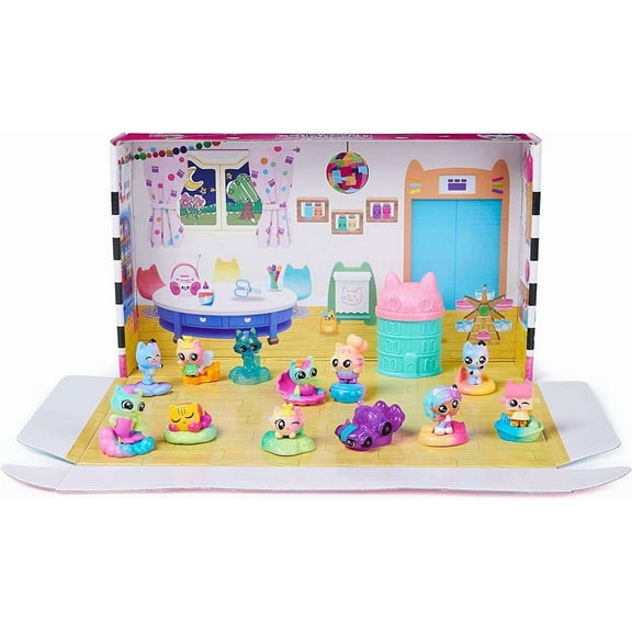 Rainbow Themed Child Mini Figure Dollhouse Accessory with Stands, 12 Pack